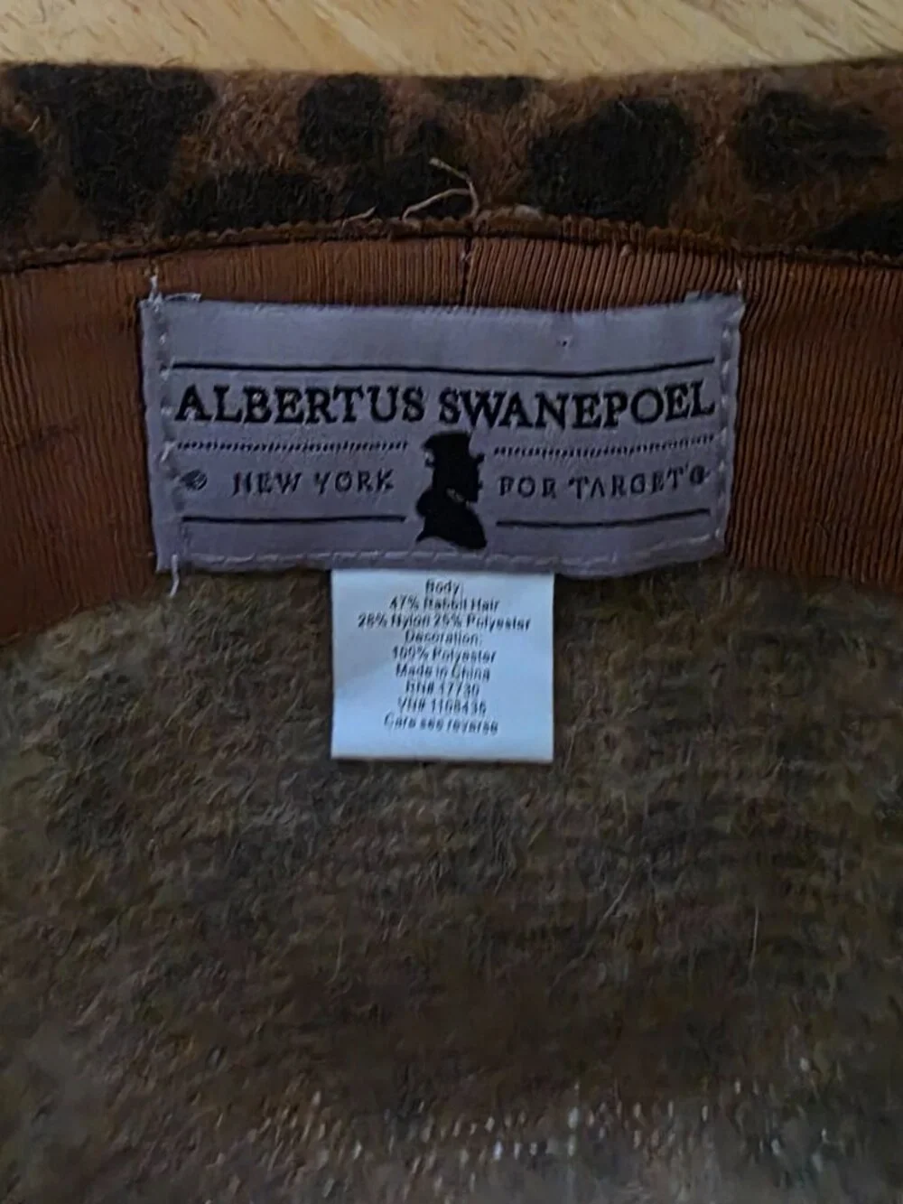 Albertus Swanepoel for Target Leopard Print Rabbit Hair Cloche Bucket Hat